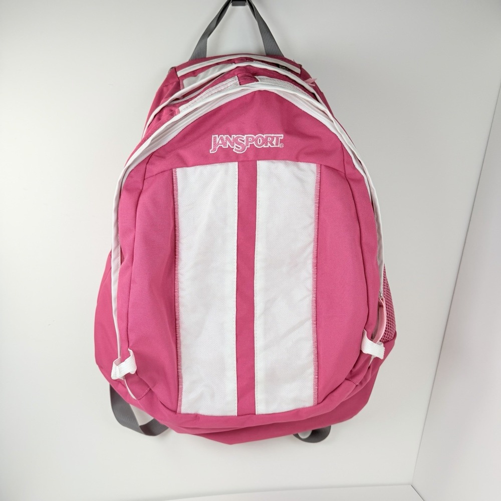 Vintage JanSport Sputnik Backpack Pink White Gray Y2K Multiple Pockets
